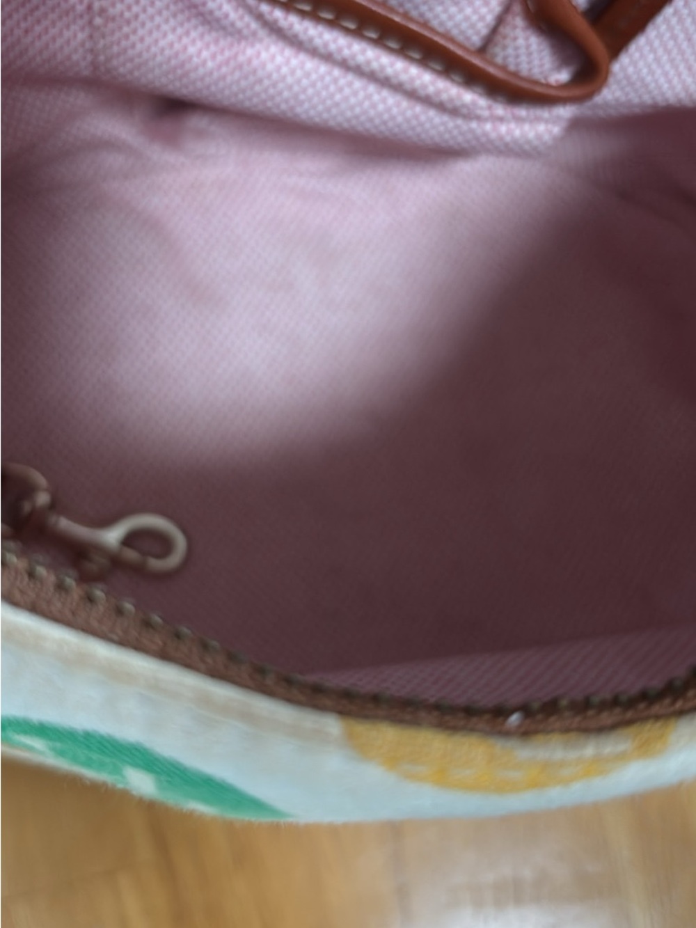 Dooney & Bourke Cream Multicolor Logo Hobo Bag with Brown Leather Strap - Picture 7 of 7